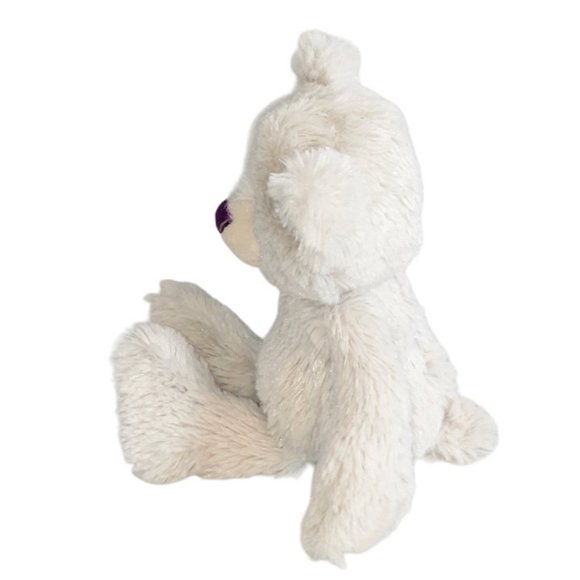 2021 Demdaco February Birthstone Beige Bear Purple Heart Plush BeanBag Toy 8.5" - Picture 3 of 6